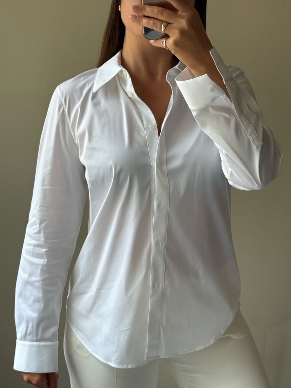 Lafayette 148 Classic White Button-Down Shirt